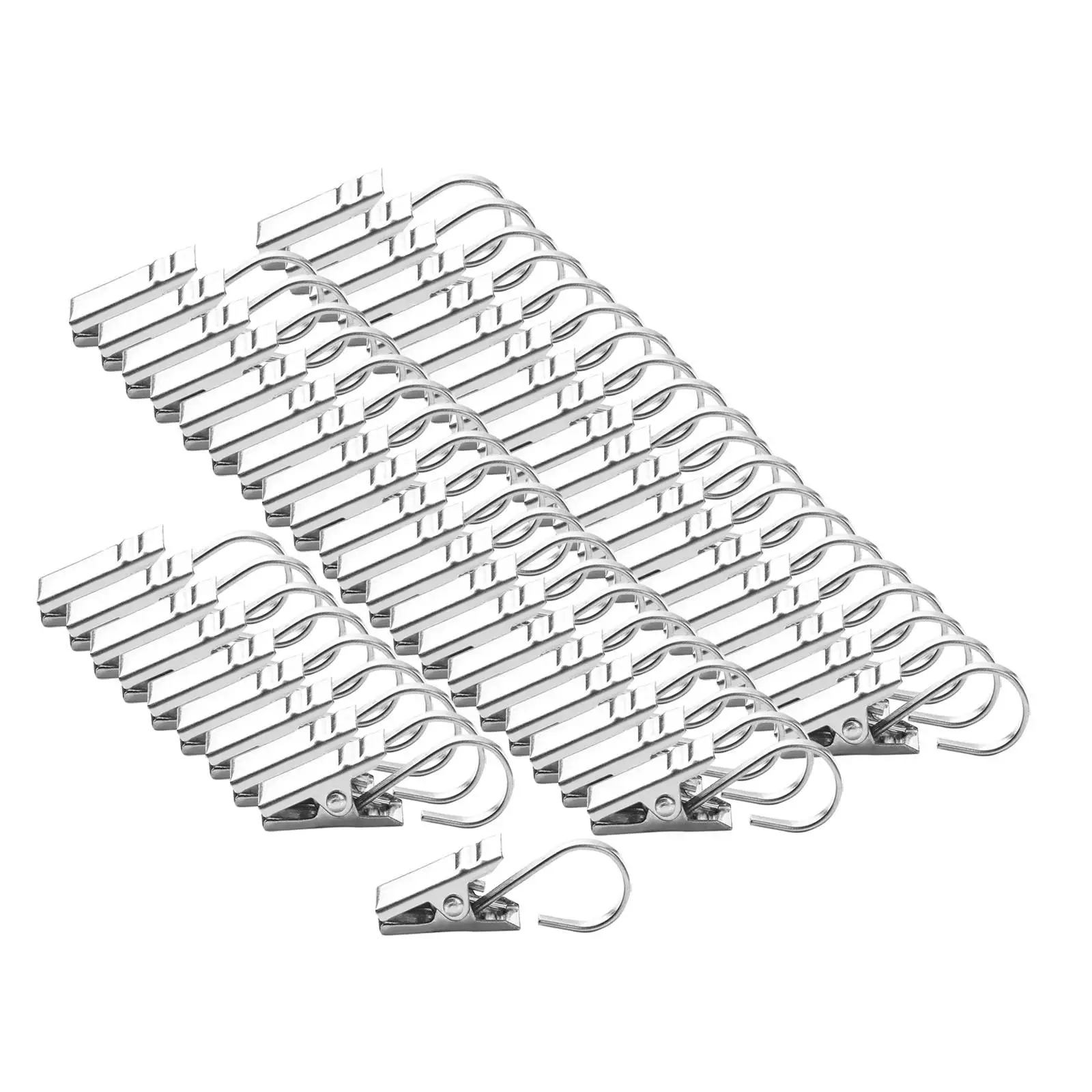 Stainless Steel Curtain Clips with Hooks Drapery Rings for Shower Curtain Rods Home Decor Clamp Hanging Photos Art Craft Display