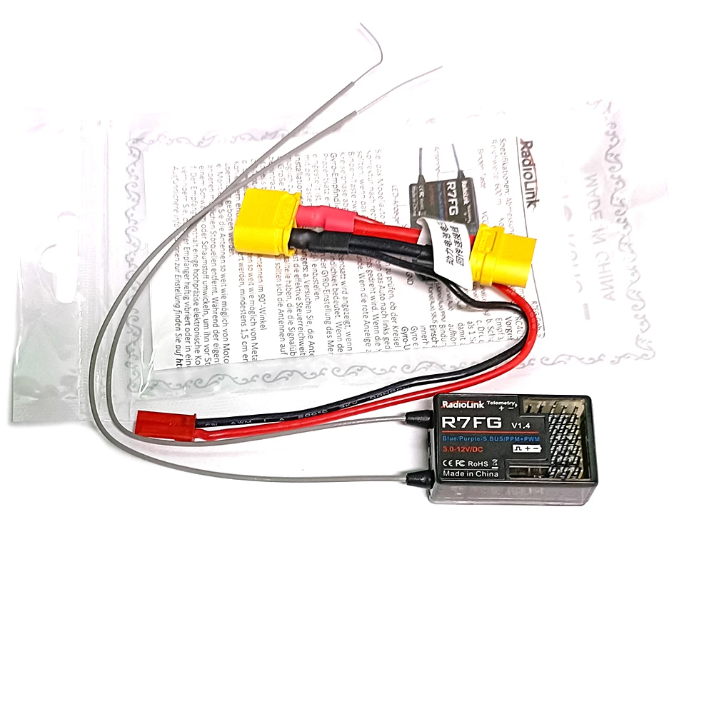 RadioLink R7FG 2.4GHz 7CH Dual Antenna Reciever High Voltage Integrated Gyro Version For Radiolinks RC6GS RC Transmitter