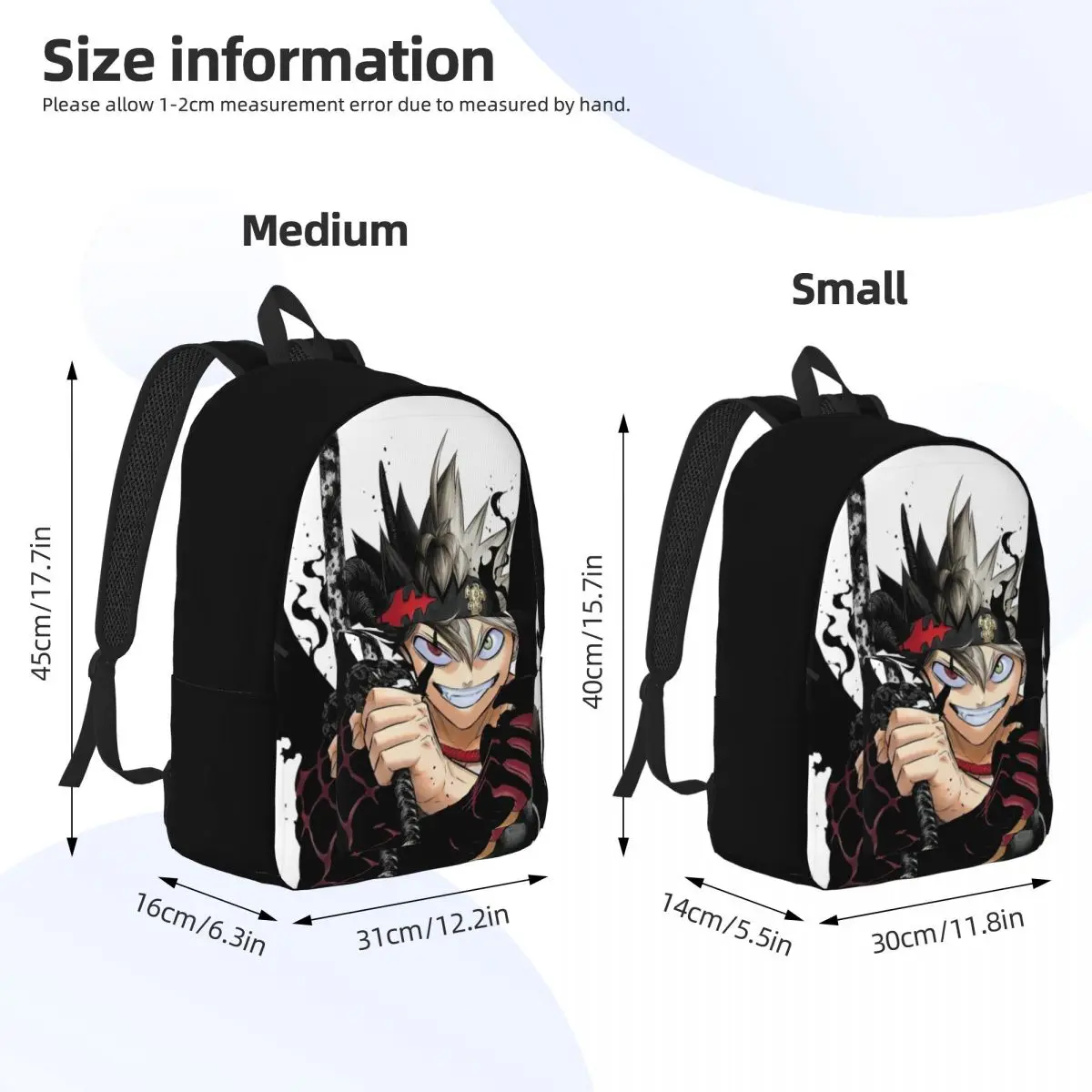 Mochila De Manga de Anime Black Clovers para hombres y mujeres, bolso de hombro universitario con bolsillo, mochila de negocios para estudiantes de moda