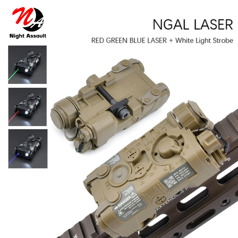 

Laser NGAL L3 Red Dot Green Blue Laser Flashlight LED Strobe Nylon Battery Case Picatinny Rail Airsoft AR15 Accessories PEQ DBAL