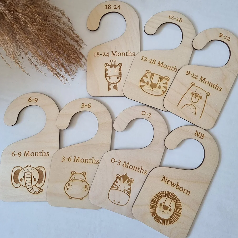 7 Stück Baby-Garderoben-Trennwände, Safari-Garderoben-Trennwände, Safari-Kinderzimmer-Dekoration, Baby-Kleiderbügel für Neugeborene bis 24 Monate, Kleiderschrank-Organizer