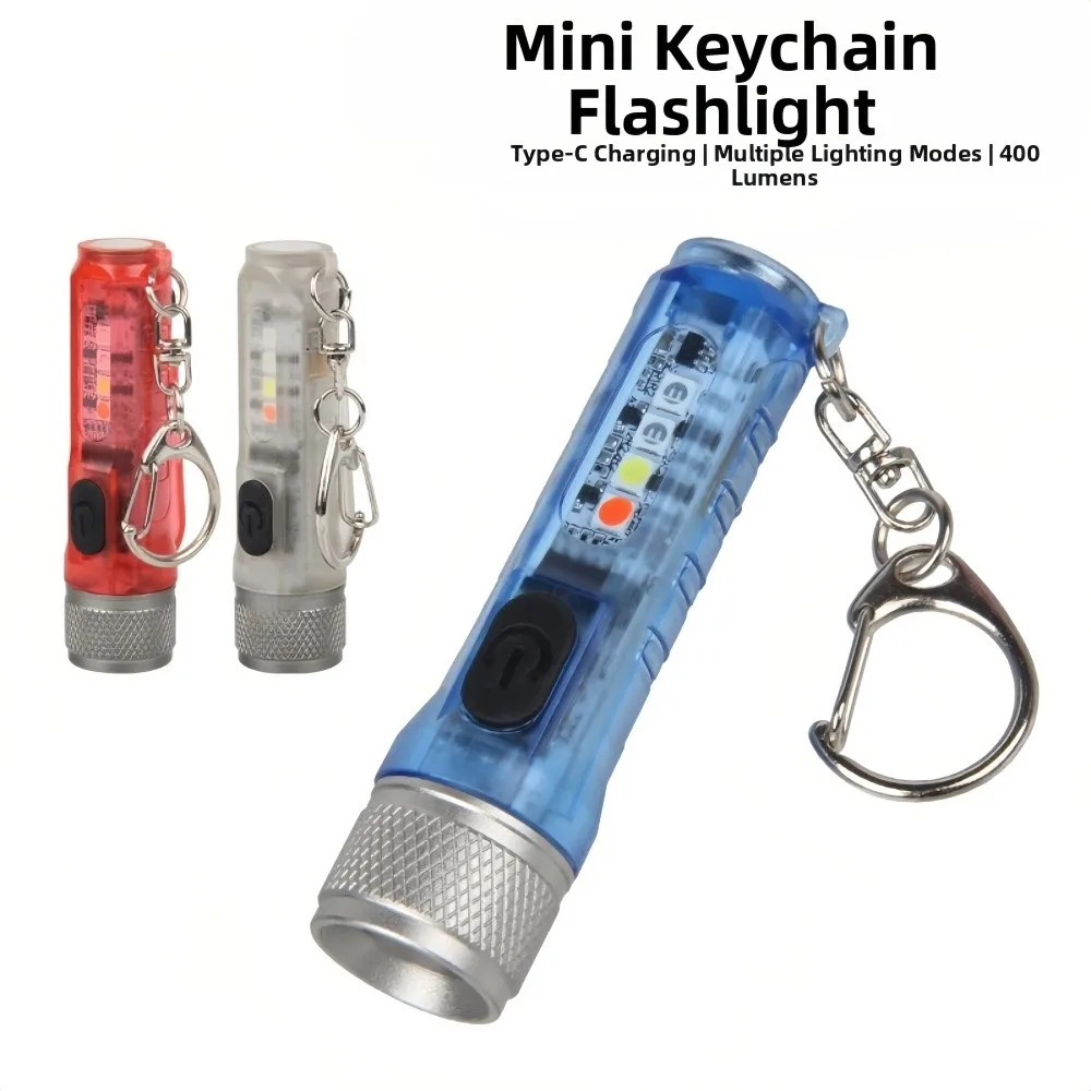 Super Bright Mini Keychain Flashlight 400 Lumens USB Rechargeable Magnetic Torch Multiple Lighting Modes Hat Clip Lamp