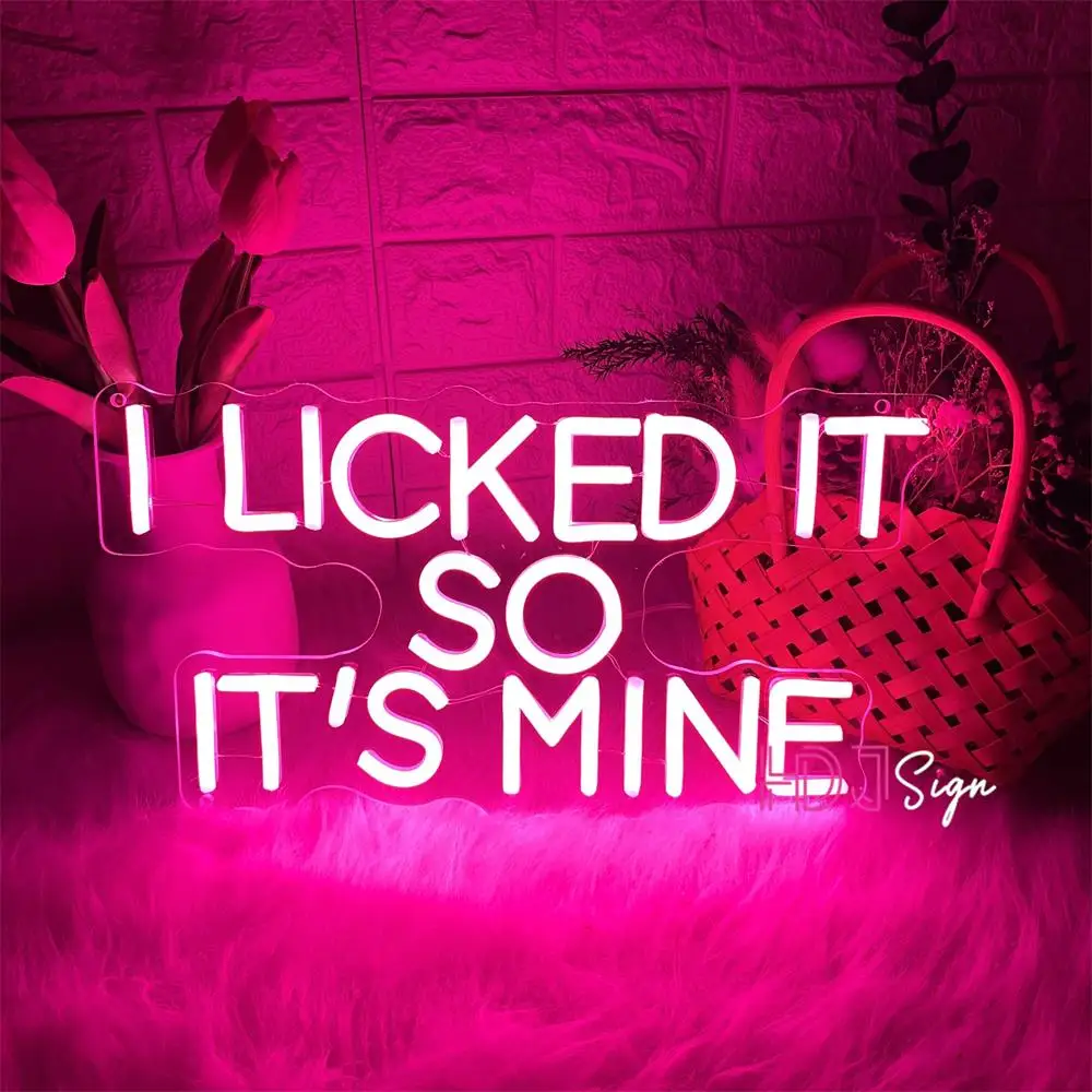 Neon LED Sign I Licked It So Its Mine Custom Neon Sign For Ice Cream Shop Bar Cafe Restaurant Wall Decor Room Neon Lights Bakery