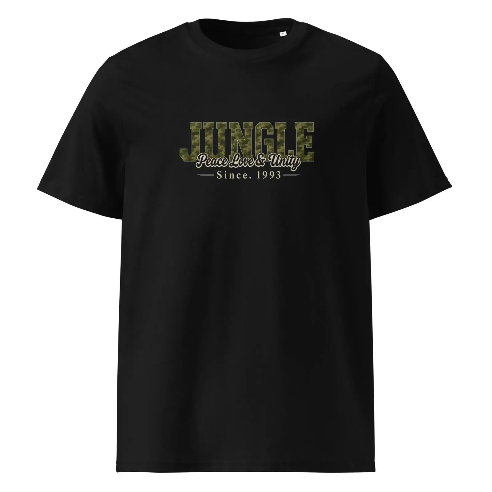Jungle Peace Love Unity T Shirt Organic Cotton Rave Festival DJ Since 1993 vintage Washed homme Casual Versatile Stylish