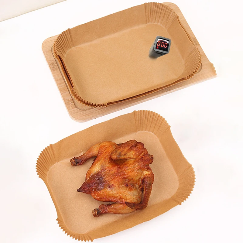 Papier rectangulaire antiadhésif pour friteuse à air de cuisine, tapis de doublure de poulet, tampon de papier de cuisson à l'huile pour four, outil de cuisine