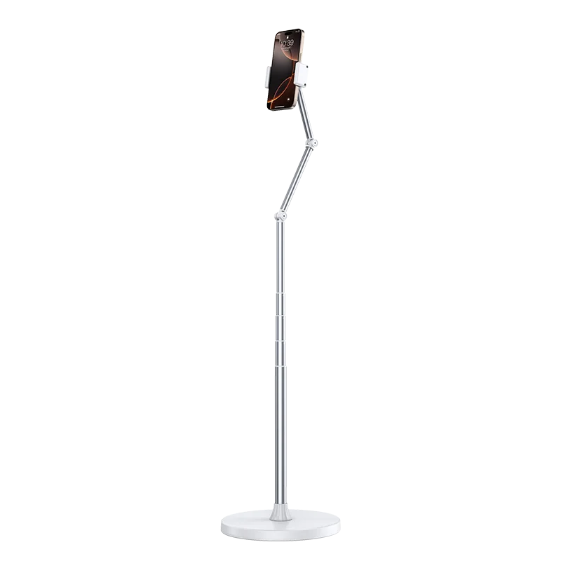 Aluminum Alloy Portable 360 Multi Angle Phone Tablet Floor Stand Tapered Support For Bed Desk Use