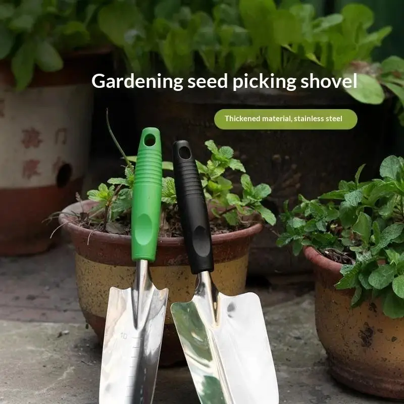 Stainless Steel Garden Trowel With Depth Markings Ergonomic Soft Grip Handle For Planting Transplanting Easy To Clean Heavy Dut