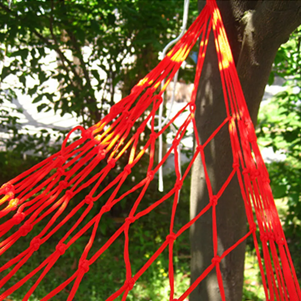 Breathable Mesh Rope Hammock Strong Nylon Portable Camping Hammock for Hiking Travel Outdoor Leisure Hanging Bed Stretcher Use