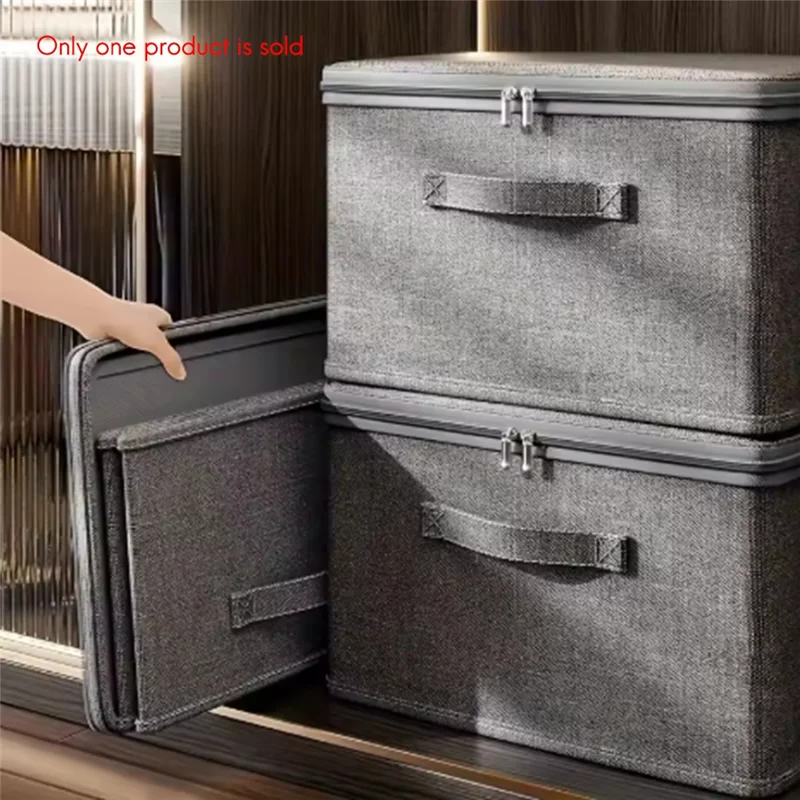 

【Favorite!】1Pc Foldable Storage Box For Toys/Books Grey, Stackable Organizer For Home/Closet Bedroom, Space Saving Design