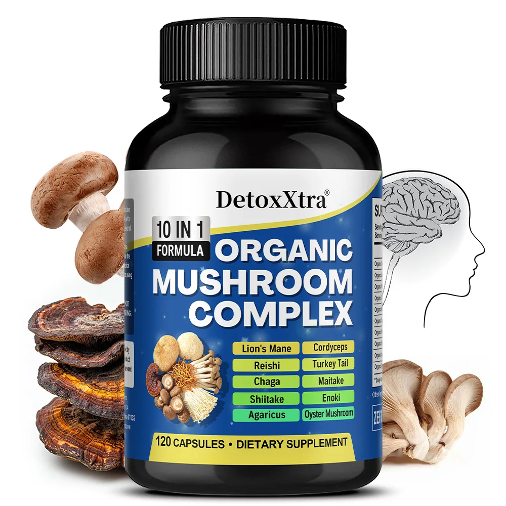 

Mushroom Complex Capsules - Improves Mood and Sleep Quality, Enhances Brainpower, Cognitive Abilities, and Relieves Stress