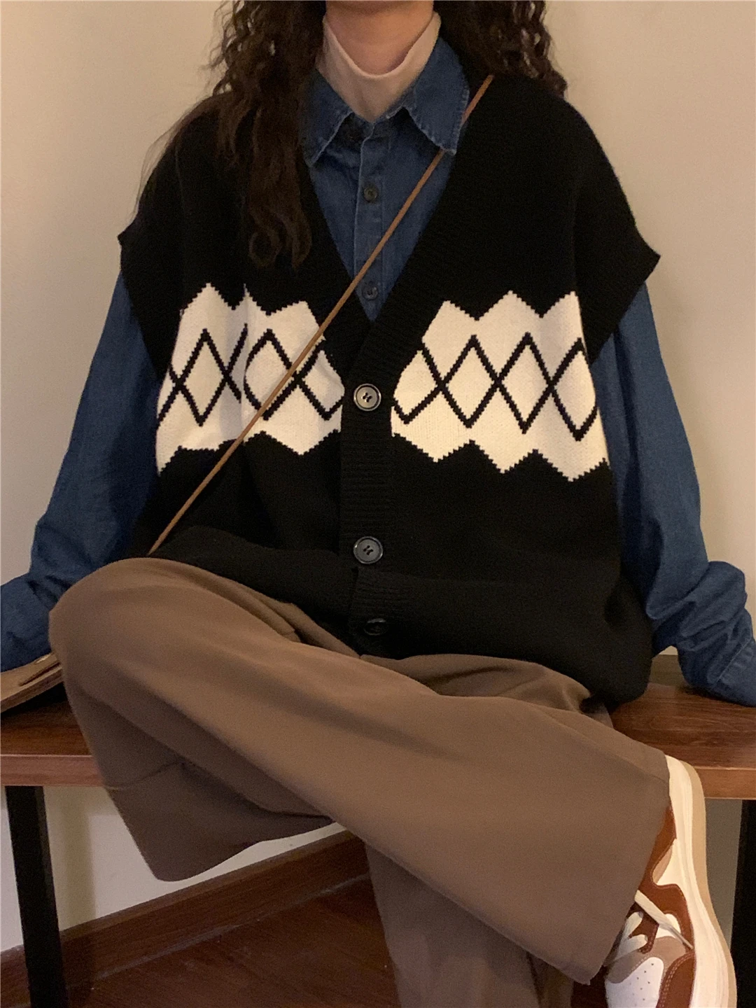 

Retro American Sle ex Spring Autumn Svel Loose Knitted Sweater Casual Open Cardigan Coat for Youth Leisure Faion