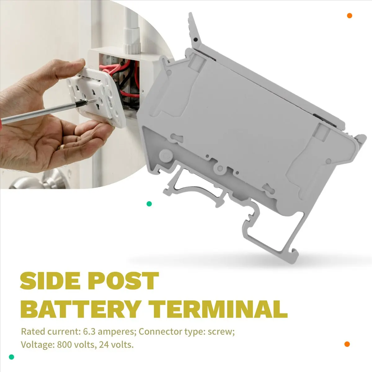 【NEW】UK5- UK5RD with LED DIN Rail Fuse Terminal Base Disconnect Terminal Block Screw Clip (Pack of 6Pcs,Grey)