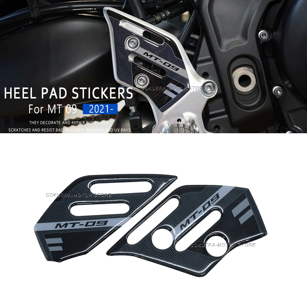 

For Yamaha MT 09 MT09 SP 2021-2023 Motorcycle Accessories Resin Scratch Resistant 3D Sticker Guards Heel Pad