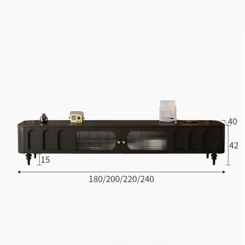 

New modern TV cabinet coffee table combination modern living room black floor TV cabinet