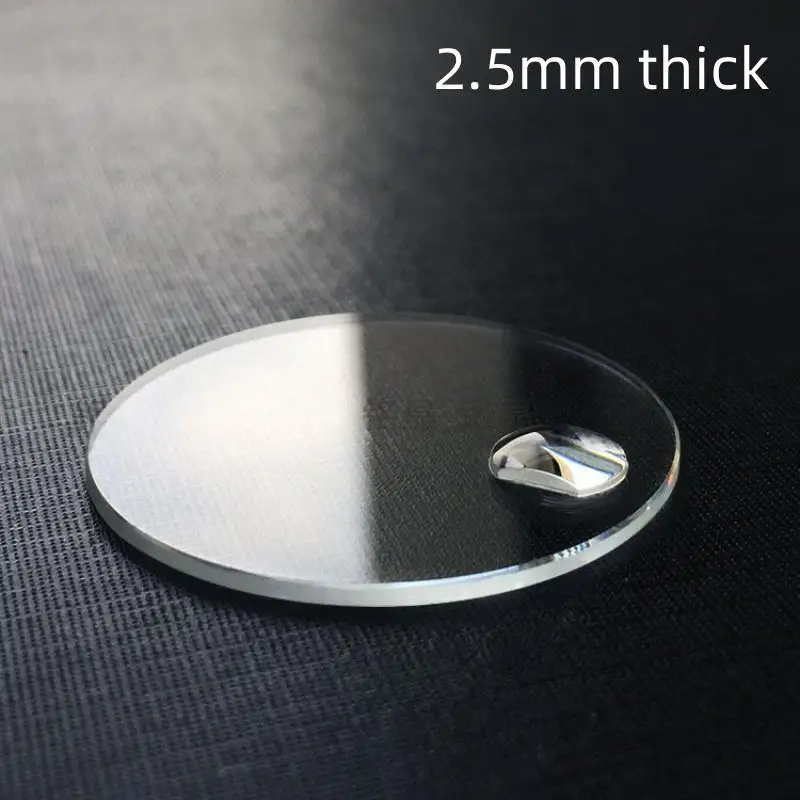 2.5mm Thick Date Window Watch Glass Round Flat Mineral Timepiece Crystal with Bubble Magnifier 25mm-36mm Diameter YZC886