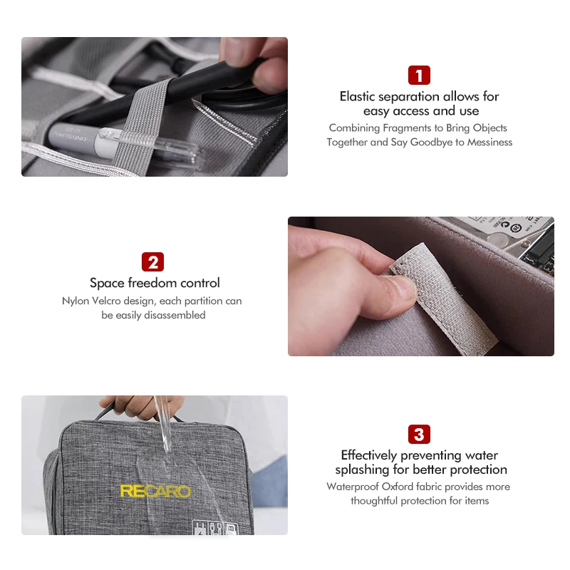 Car Multifunctional Bi-fold Storage Bag Double Zipper Large For Recaro nan