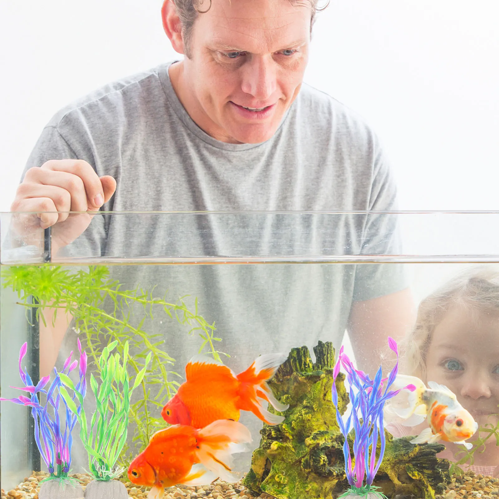 

10Pcs Artificial Aquarium Plants Plastic Flower Fish Tank Decorations Weighted Base Lifelike Aquarium Plastic Plant