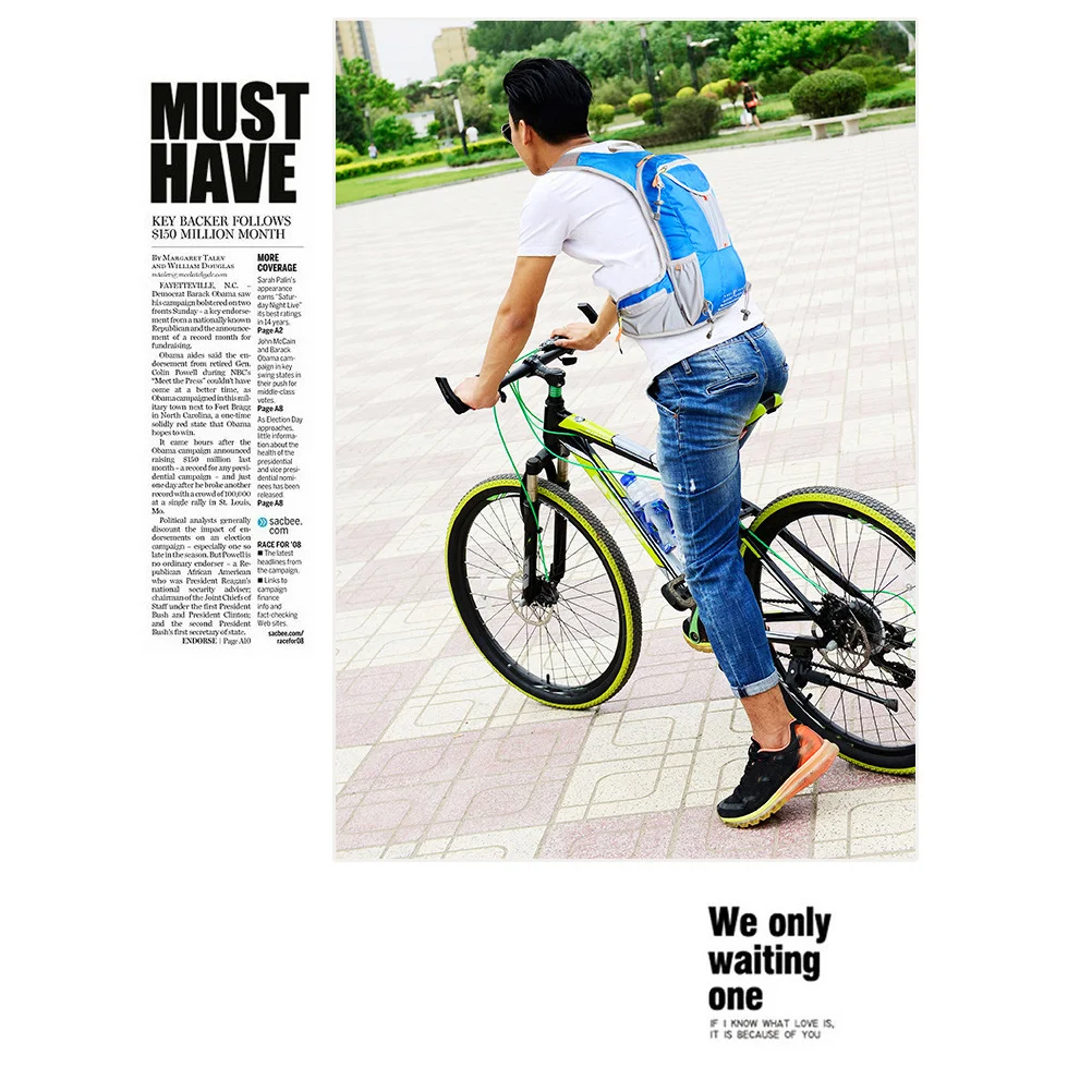 22x48cm Blue Running Backpack Hydration Rucksack 15L Water Resistant Travel Bag for Hiking Camping Cycling Outdoor Sports