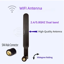 EOTH 5P 2.4g 5.8g antenna 8dbi sma male wlan wifi dual band antene iot module router tp link antena RG178 RF coaxial cable