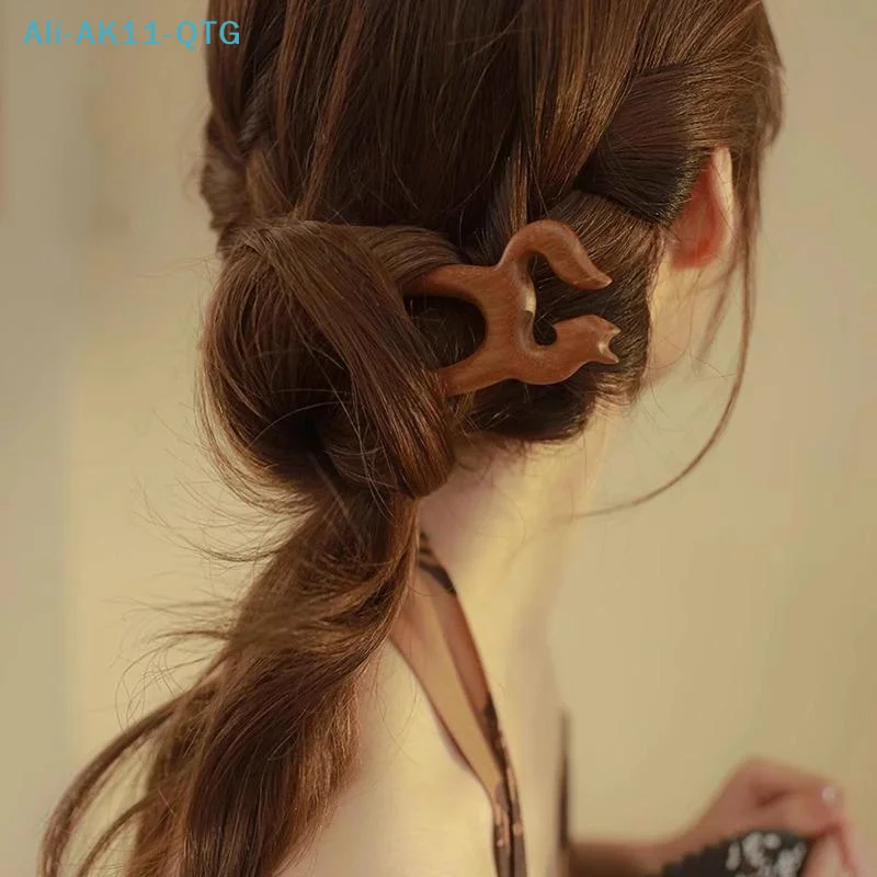 

Hot! Wooden Hair Stick U-Shaped Hair Fork Cat Butterfly Chinese Style Fashion Hairpin Headwear Girl Hair Accessories