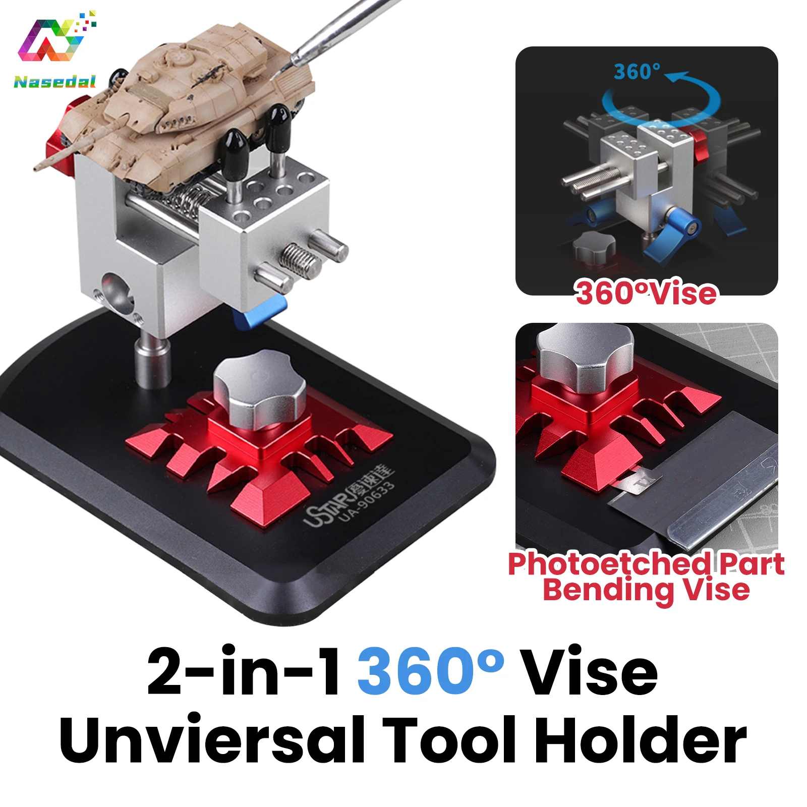 

Ustar UA-90633 2in1 Vise Unviersal Tool Holder Etching Sheet Parts Bender for Gundam Mecha Military Model Assembly Making Tool
