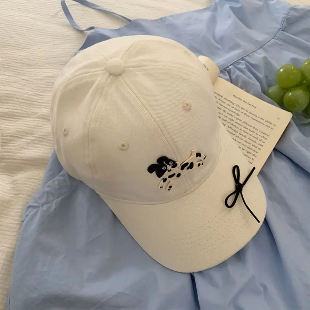 Casual Spotted Puppy Embroidery Baseball Cap Cotton Sunscreen Sun Hat Snapback Korean Style Peaked Cap Sports