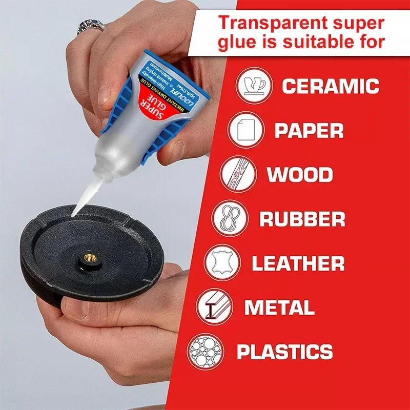 LOOLIFL Lem Super Kontrol Gel Ultra, Lem Super Bening, Lem Instan Perekat Sianoakrilat, Lem CA Aman untuk Makanan untuk Kayu Repai Sepatu