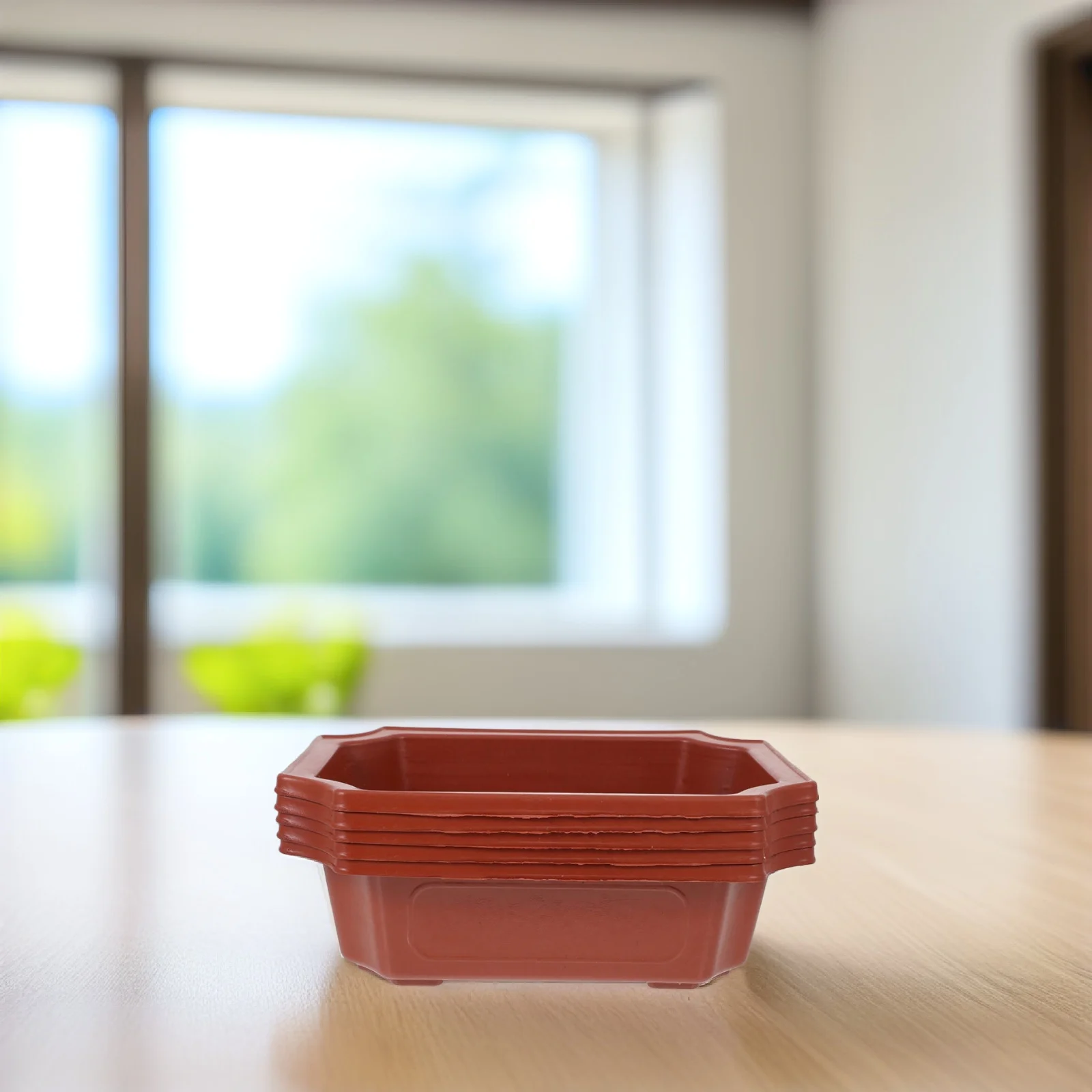 

10pcs Rectangular Bonsai Pot Thickened Flowerpot For Indoor Outdoor Garden Planting Succulents Cactus Office Decor