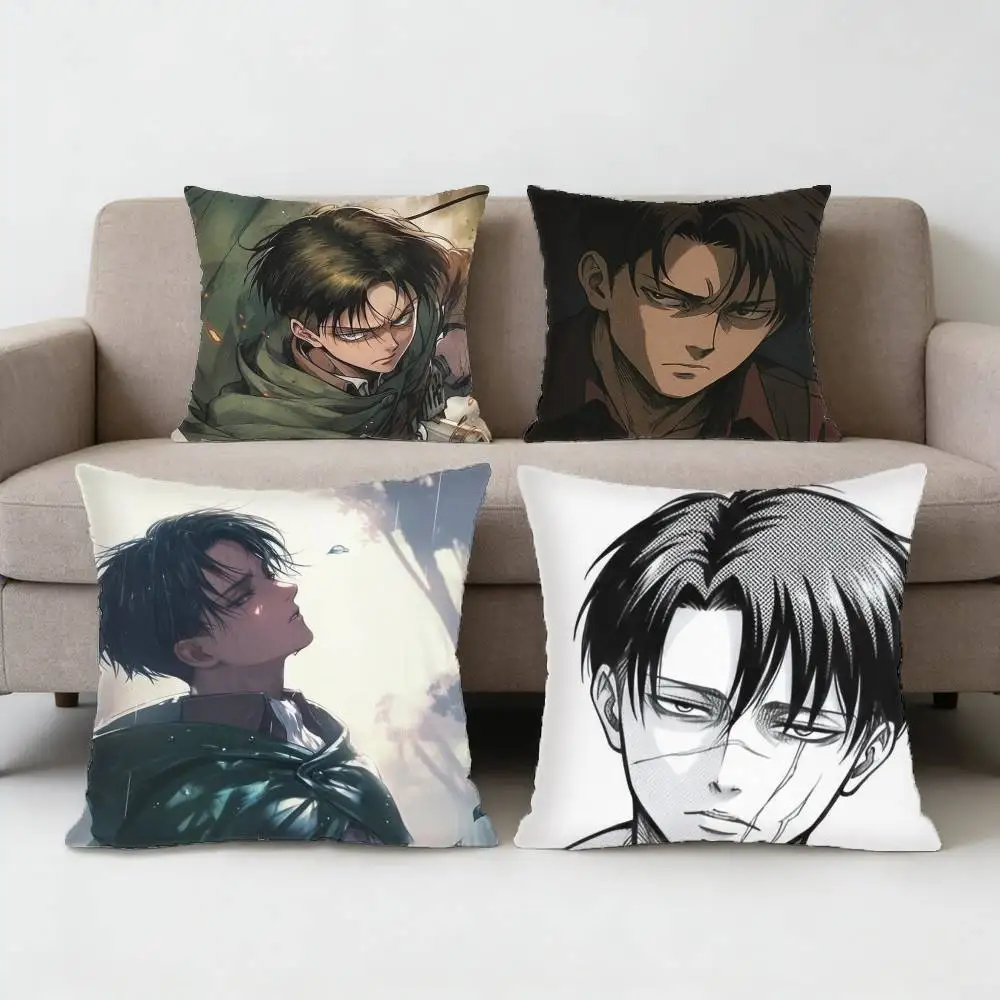 Attack on Titan Levi Ackerman Pillow Case Anti-dustmite Pillowcase Invisible zipper silky short plush Sofa cushion cover