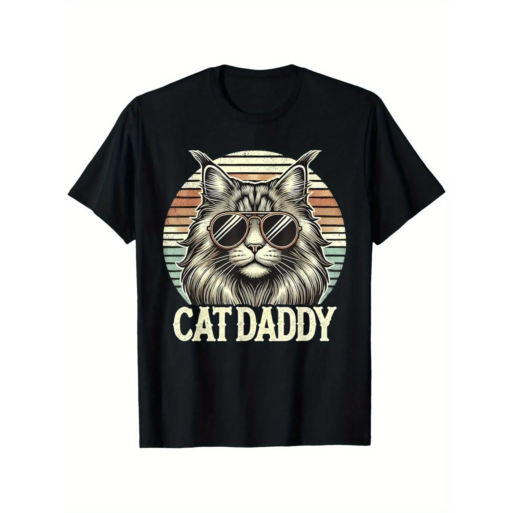 

Cat Daddy T-shirt Men Women Unisex Funny Slogan Graphic Tee Cool Sunglasses Cat Print Retro Vintage Top