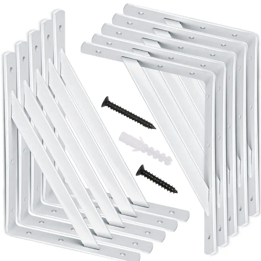 

Сверхмощные треугольные угловые кронштейны для полки, 10 шт., 12 x 8 дюймов, угол 90 градусов, настенная опора для полки, угловая скоба для соединения