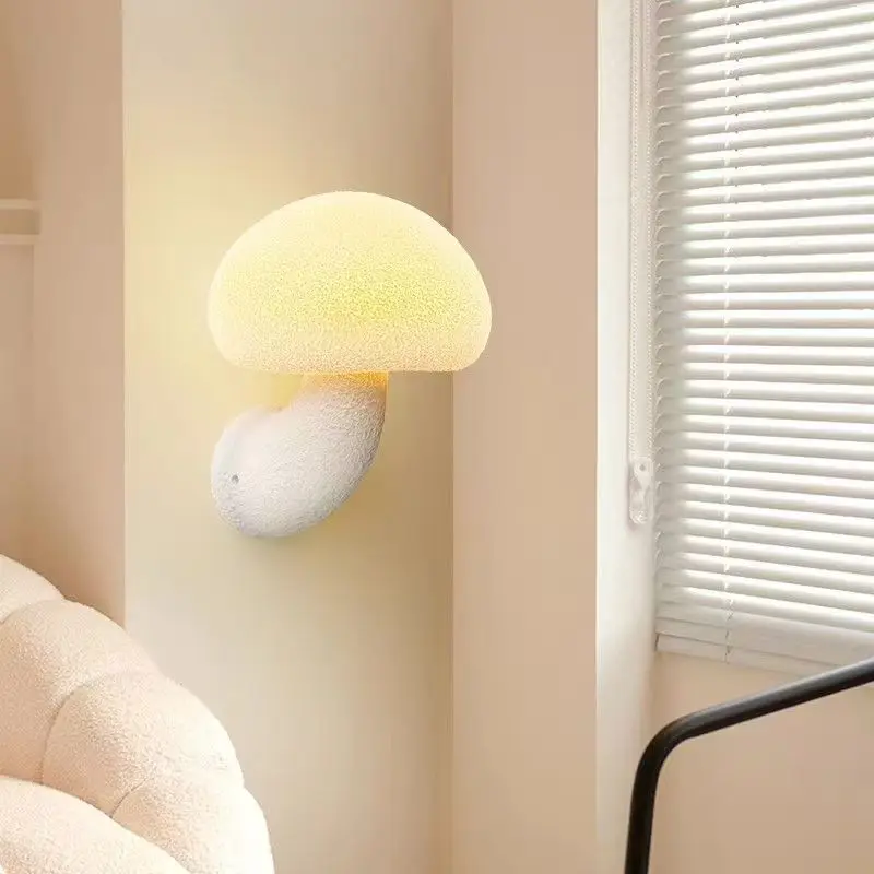 

Wabi Sabi Style French Cream Mushroom Wall Lamp Bedroom Study Corridor Staircase Coffee Shop Balcony Designer Outdoor Wall Light