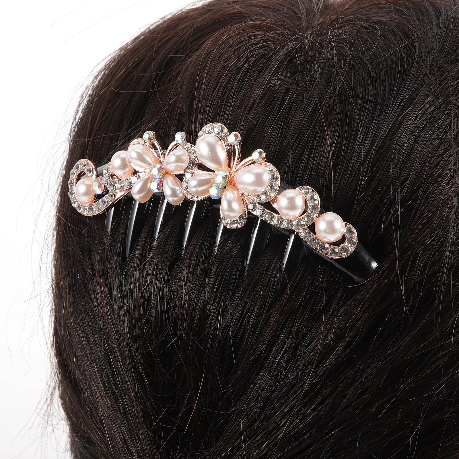 

Pearl Hair Clip Combs Rhinestone Metal Hair Accessories for Women Girls Bridal Prom Date Hairstyle Easy Durable Compact