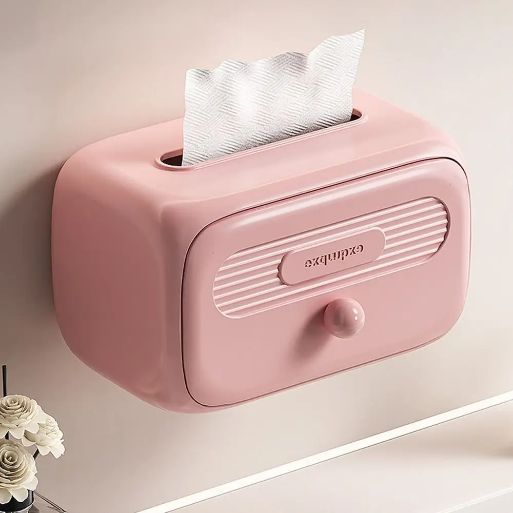 

Plastic Tissue Storage Boxes Rectangle Desktop/Wall Mounted Paper Drawing Box with Spring Space Saving Paper Boxes for Home