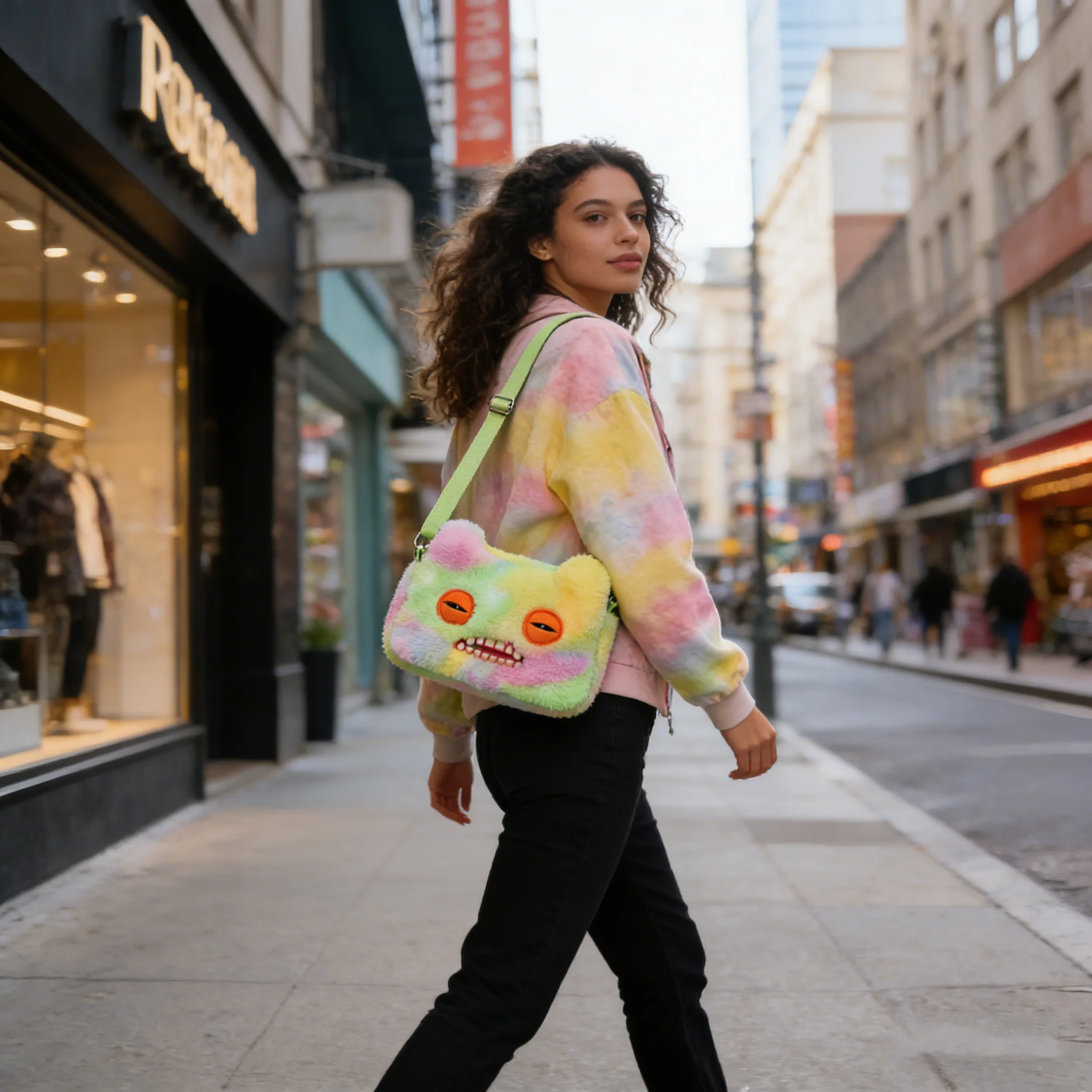 Fuggler Ugly Tooth Monster bolso de felpa bolso cruzado lindo bolso de felpa mochila Fuggs cartera niñas dibujos animados Animal con correa de cadena