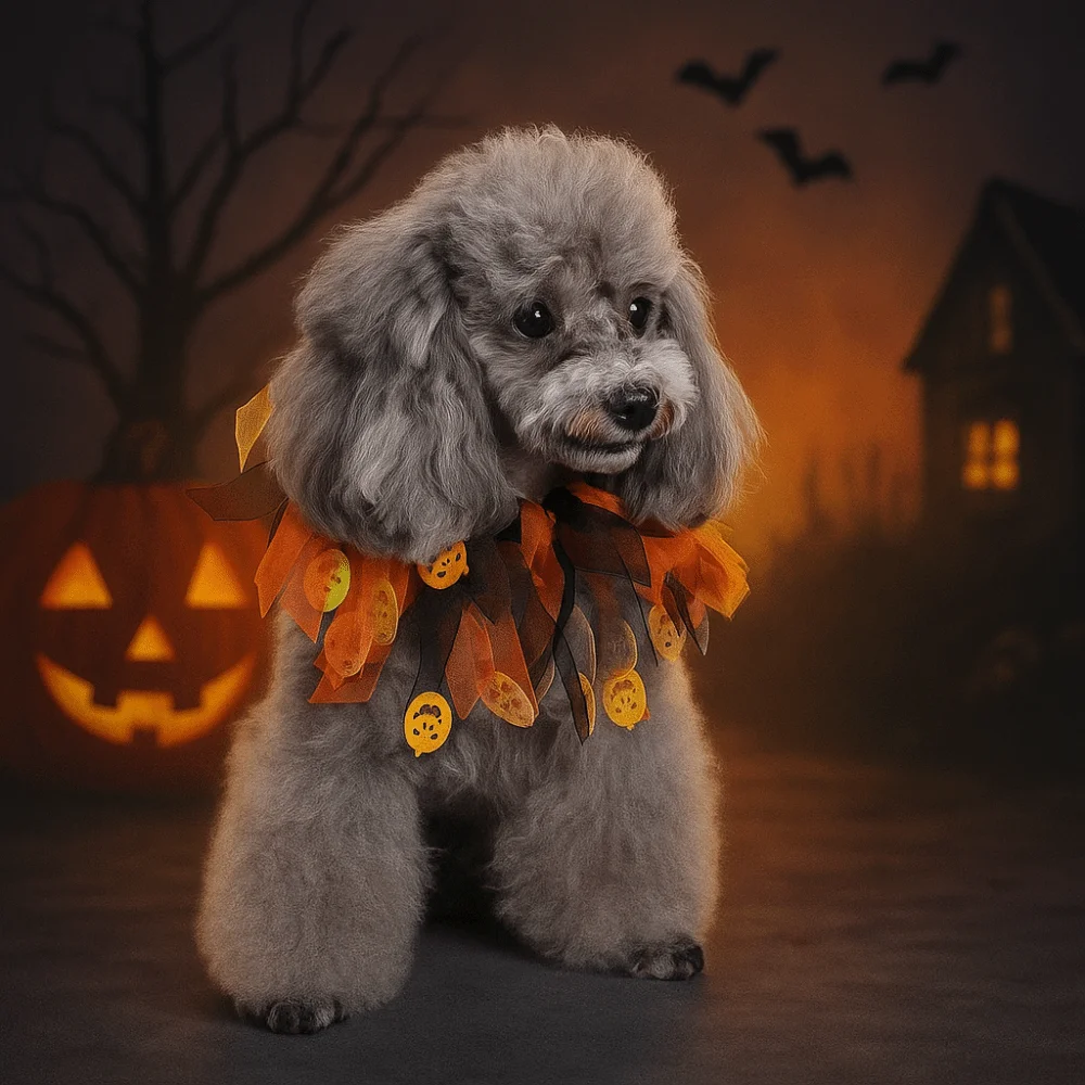 

Cute Pumpkin Halloween Cat Costume Adjustable Cosplay Props Cat Collar Hat Set Scarf Mesh Pet Halloween Supplies Dress Up