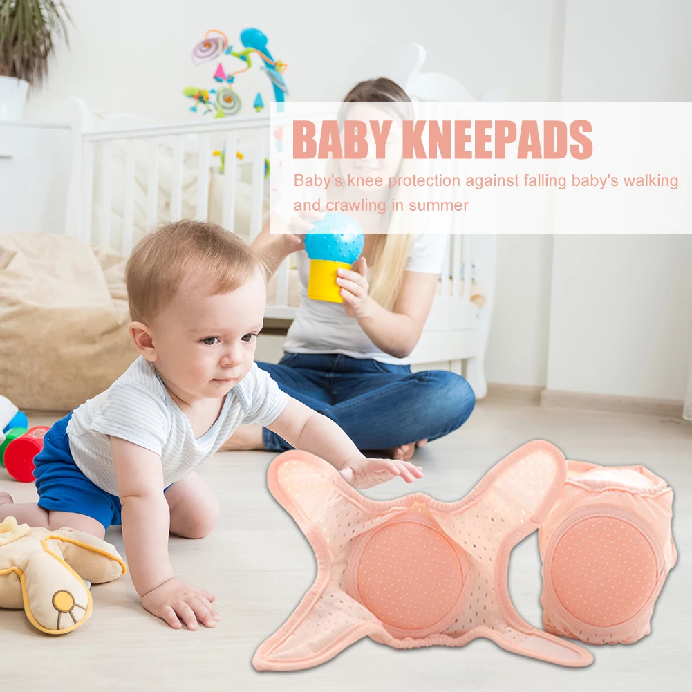 1 Pair Infants Knee Pads Toddlers Kids Protector Non Slip Crawling Elbow Cushion Boys Girls Summer Warmer Kneecap 29x13cm
