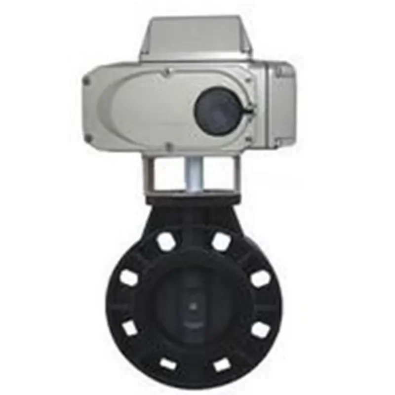 upvc dn100 24v dc electric actuator butterfly valve with electric actuator