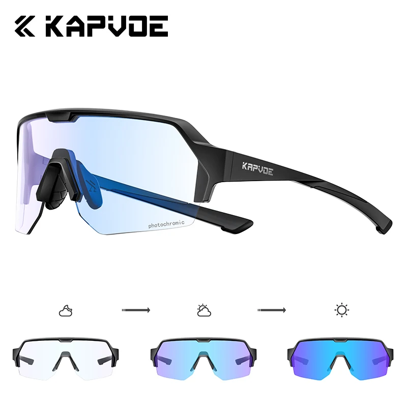 KAPVOE Neue Photochrome Sportbrille Nachtreitausrüstung MTB Fahrrad Racing UV400 Fahrradbrille Outdoor Camping Maske 8