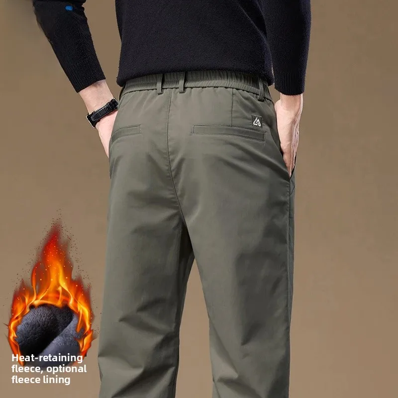 

Busin Casual Anti-Static Straight Leg Pants mid Waist Long Trousers for Men Simple Sle Lightweight Autumn Winter Men's C...