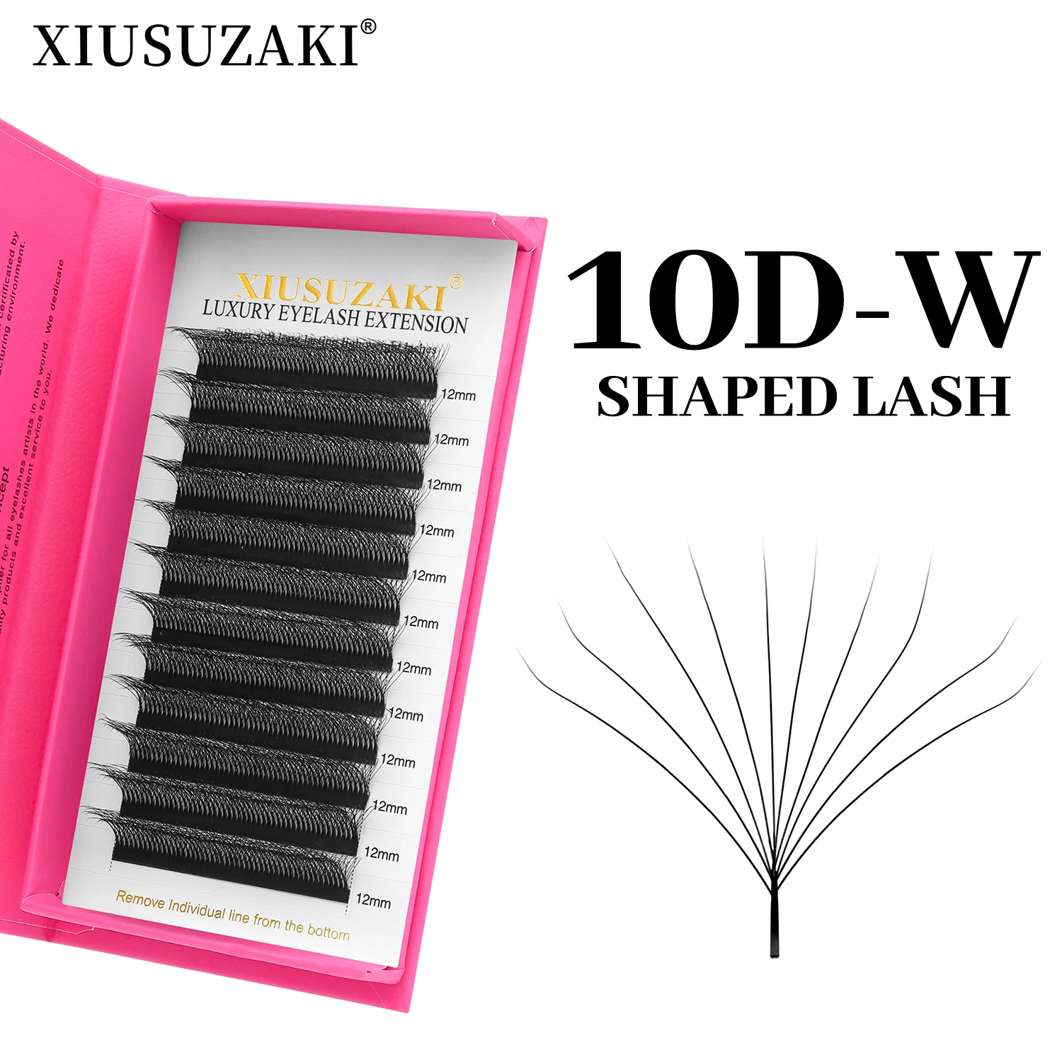 XIUSUZAKI W Lashes Mattschwarz 10DW Vorgefertigte Fächer-Wimpernverlängerungen, natürlich, weich, individuelles Volumen, falsche Wimpern, Make-up-Tools