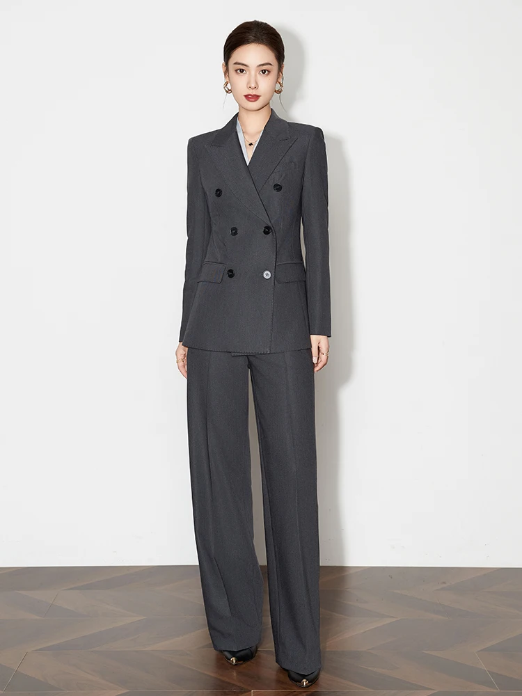 

Ele Charcoal ey Faion Костюм Широкие брюки Комплект для женщин Профессиональный юрист Интервью Spring Recruient Рабочее место Fo...