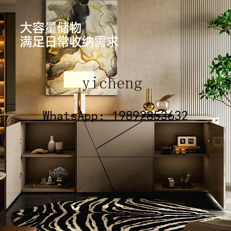 high-end light luxury dining side cabinet Italian minimalist solid wood decorative cabinet living room locker  decoration