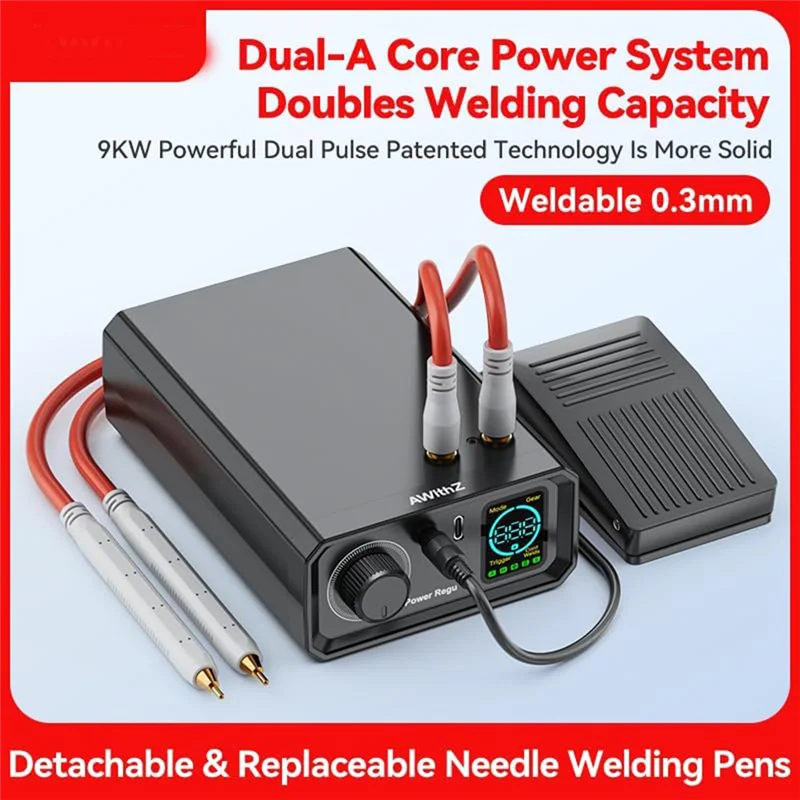【Hot Ltem】 ماكينة لحام نقطي تعمل بمقبض دوار بقدرة 9000 وات، 100 تروس، مخرج نبض مزدوج 0.1-0.3 مم، لصنع مشاريع DIY #6
