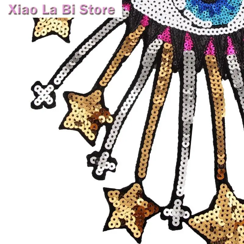 

Xxfd Cartoon Красочная большая звезда глаз с шитья/железо на аппликациях блестящие блестки вышивающие пятна для одежды