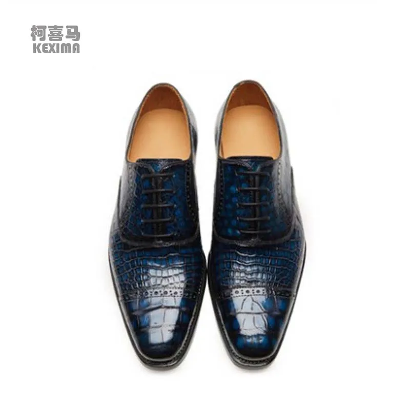 KEXIMA CWV new business men formal shoes lace-up  crocodile leather shoes   office  party shoes real leather soles  Men shoes