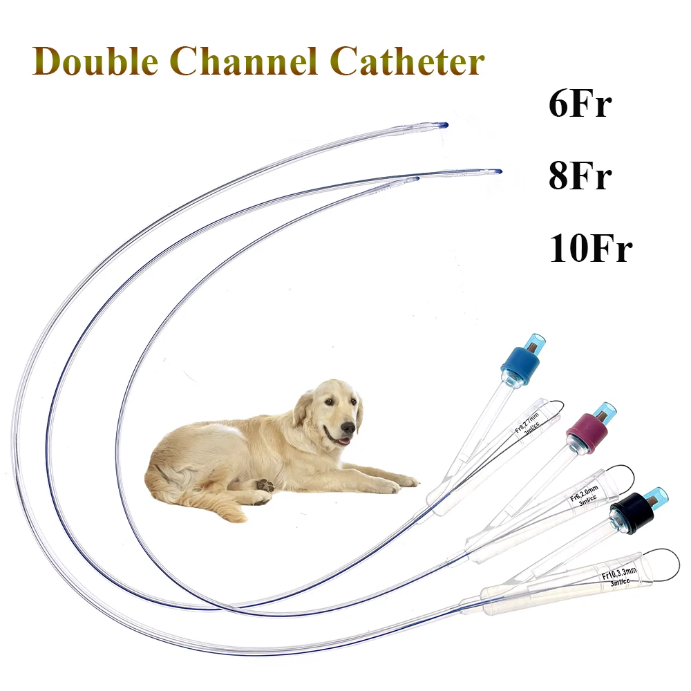 Pet Dog Canine Foley Catheter Long Time Indwelling 2-way Urinary Silicone Male Dog Relieve Urethral Obstruction With Stylet 5PCS