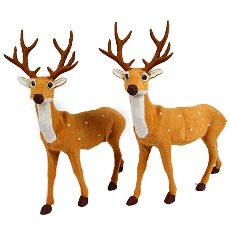 Christmas Dolls Vivid Simulation Christmas Reindeer Figurine Plush Toys Child Photographic Props Christmas Deer Decorative Doll