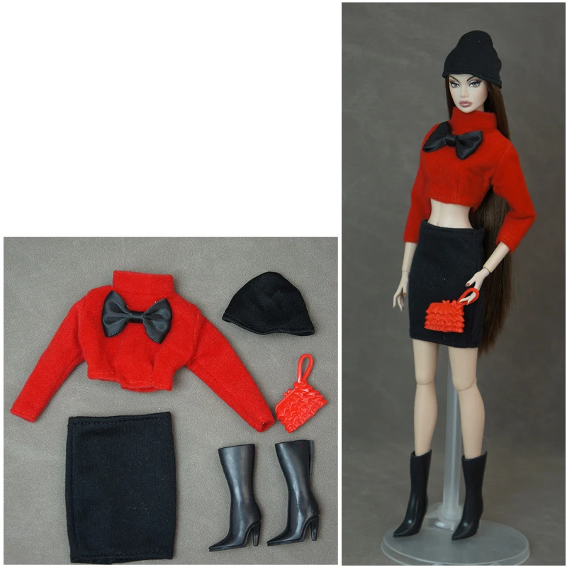 30cm Doll Clothes Multi-style Top Jackets Sweater Skirts Shoes Set Girl Fashion Dress Up Clothing For 1/6 BJD OB ST FR BB Doll