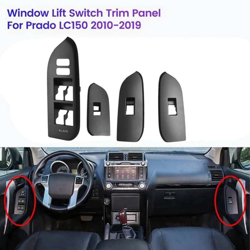 Car Window Lock Glass Lift Switch Trim Panel Cover 74232-60600-C0 74231-60630-C0 For Toyota Prado LC150 2010-2019 LHD